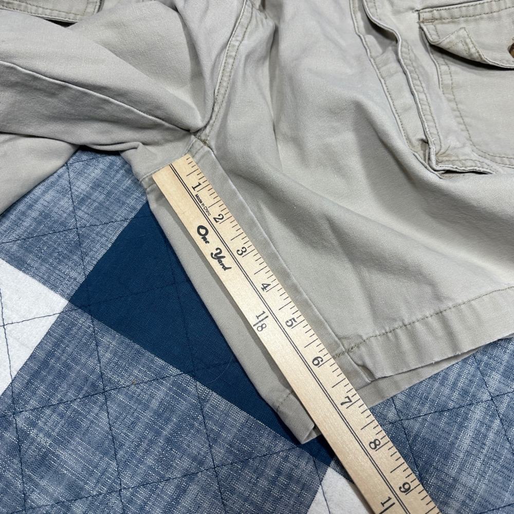 Faded Glory Mens Tan Khaki Cargo Shorts Size 32 Elastic Waist Cotton Casual - Picture 7 of 7